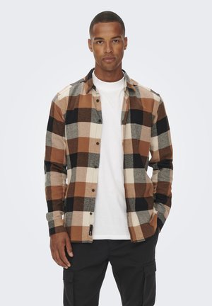 Only & Sons ONSGUDMUND LIFE CHECK SHIRT - Shirt - silver/coloured