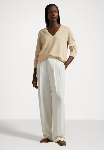 Polo Ralph Lauren WOOL V-NECK SWEATER - Striktrøje - almond heather