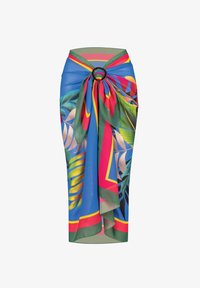 Wybrany, wiązane pareo, kolorowy tropikalny wzór