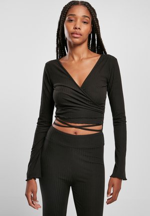 Urban Classics CROPPED  WRAPPED - Långärmad tröja - black