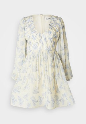 By Malina ESTELLE V NECK MINI DRESS - Denní šaty - light yellow/blue