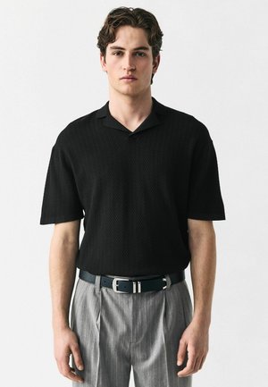 RELAXED FIT SHORT SLEEVE TEXTURED - Poloshirt - black