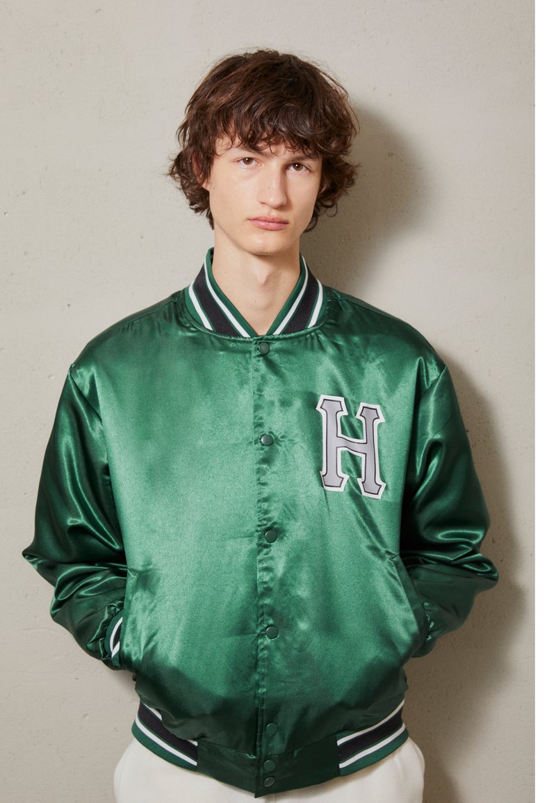 HUF CRACKERJACK SATIN BASEBALL JACKET Bomber Jacket forest green