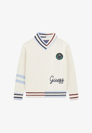 Guess, PULLOVER MIT GESTICKTEM LOGO - Pullover - creme