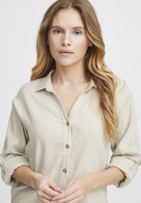 pzluca - Button-down blouse - sandshell melange2