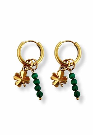 ByNouck, LUCKY CLOVER - Ohrringe - green gold-coloured