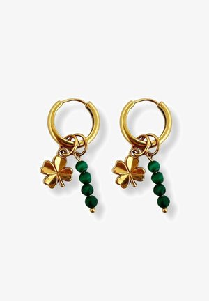 ByNouck, LUCKY CLOVER - Ohrringe - green gold-coloured