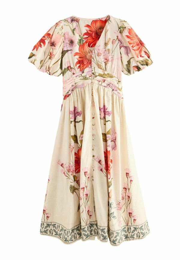 PUFF SLEEVE BUTTON DOWN - Blusenkleid - ecru cream floral