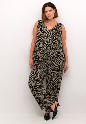 Kaffe Curve KCMILLE - Pantalon classique - chinchilla black animal print