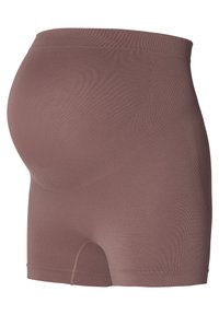 Schwangerschaftsshorts aus einem weichen, dehnbaren Material. Mit hoher Taille gestaltet und für maximalen Komfort konzipiert, in einer gedämpften, erdigen Braunfarbe.