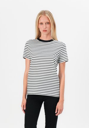 SLFMYESSENTIAL O NECK TEE - T-Shirt print - black/bright white