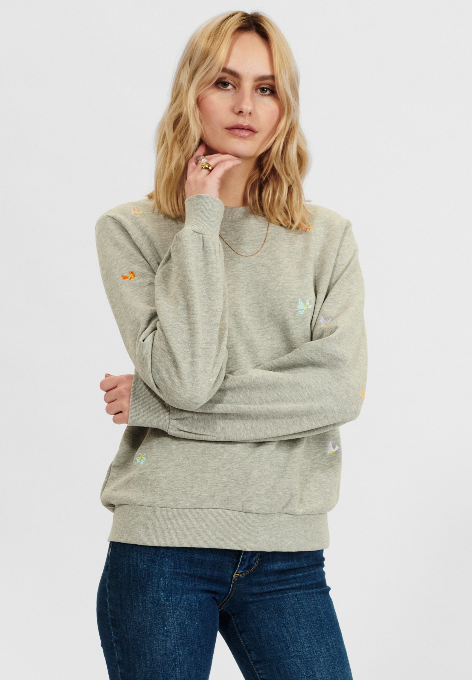 Nümph NUBRITTANY - Jersey de punto - medium grey mel/gris - Zalando.es
