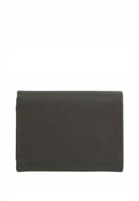 Portefeuille en cuir noir avec une texture lisse, de forme rectangulaire et aux bords soigneusement cousus. Design minimaliste sans matériel ou embellissements visibles.