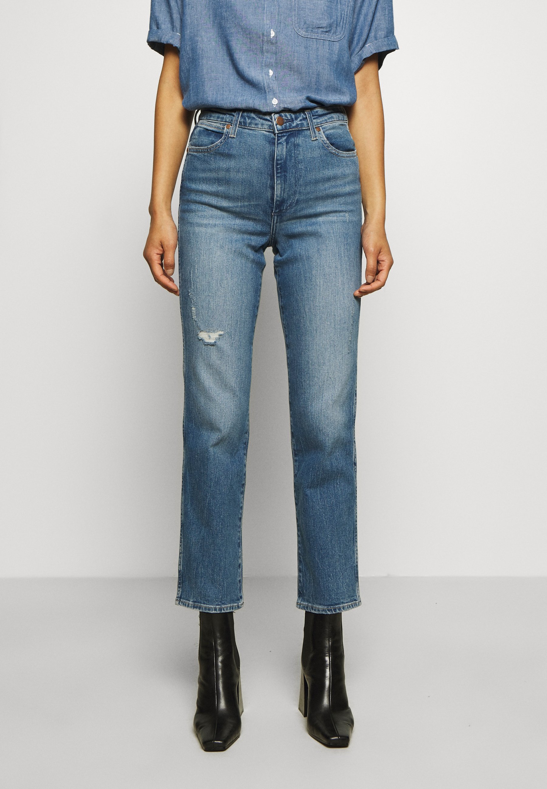 Wrangler THE RETRO Jeans straight leg happy days Wrangler The Retro Fit Jeans Mørk blå | Dame | Bukser