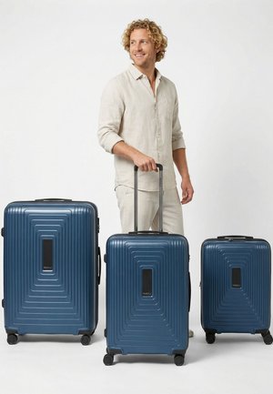 Redolz, ESSENTIALS 14 4 ROLLEN KOFFERSET 3-TEILIG MIT DEHNFALTE SET UNISEX - Trolley - dark blue metallic