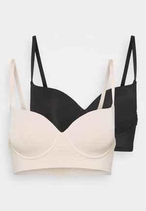 2 PACK - Sujetador con aros - black/nude