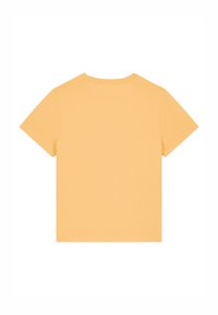Geel katoenen t-shirt met een klassieke ronde hals en korte mouwen, met een simpele uitstraling en zachte textuur, zonder zichtbare patronen of accenten.