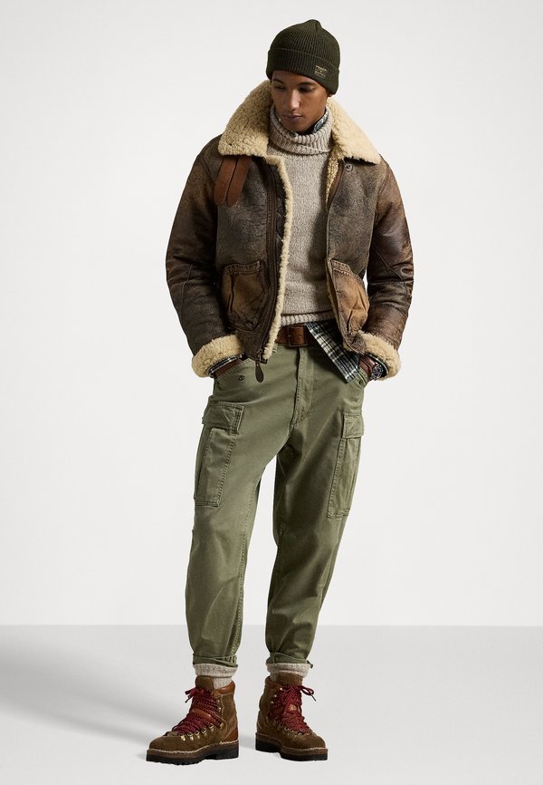 LEATHER-TRIM SHEARLING BOMBER JACKET - Leather jacket3