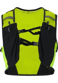 Neon gul väst med ventilerad meshbak, svarta detaljer, justerbara remmar och dubbla sidofickor. Reflekterande detaljer för synlighet.
