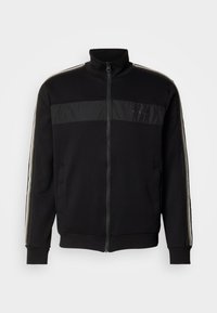 REGULAR FIT IN INTERLOCK BLEND WITH EFFECT LOGO PRINT - Felpa con zip - black