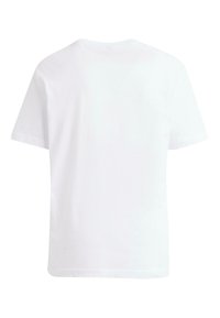 White cotton t-shirt with a classic cut, short sleeves, and a round neckline. Smooth texture with no visible graphics or patterns.