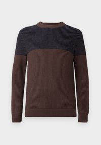PLATED PULLOVER - Pulover - navy/brown