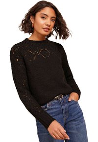 REGULAR FIT - POINTELLE DETAIL  - Svetr - black