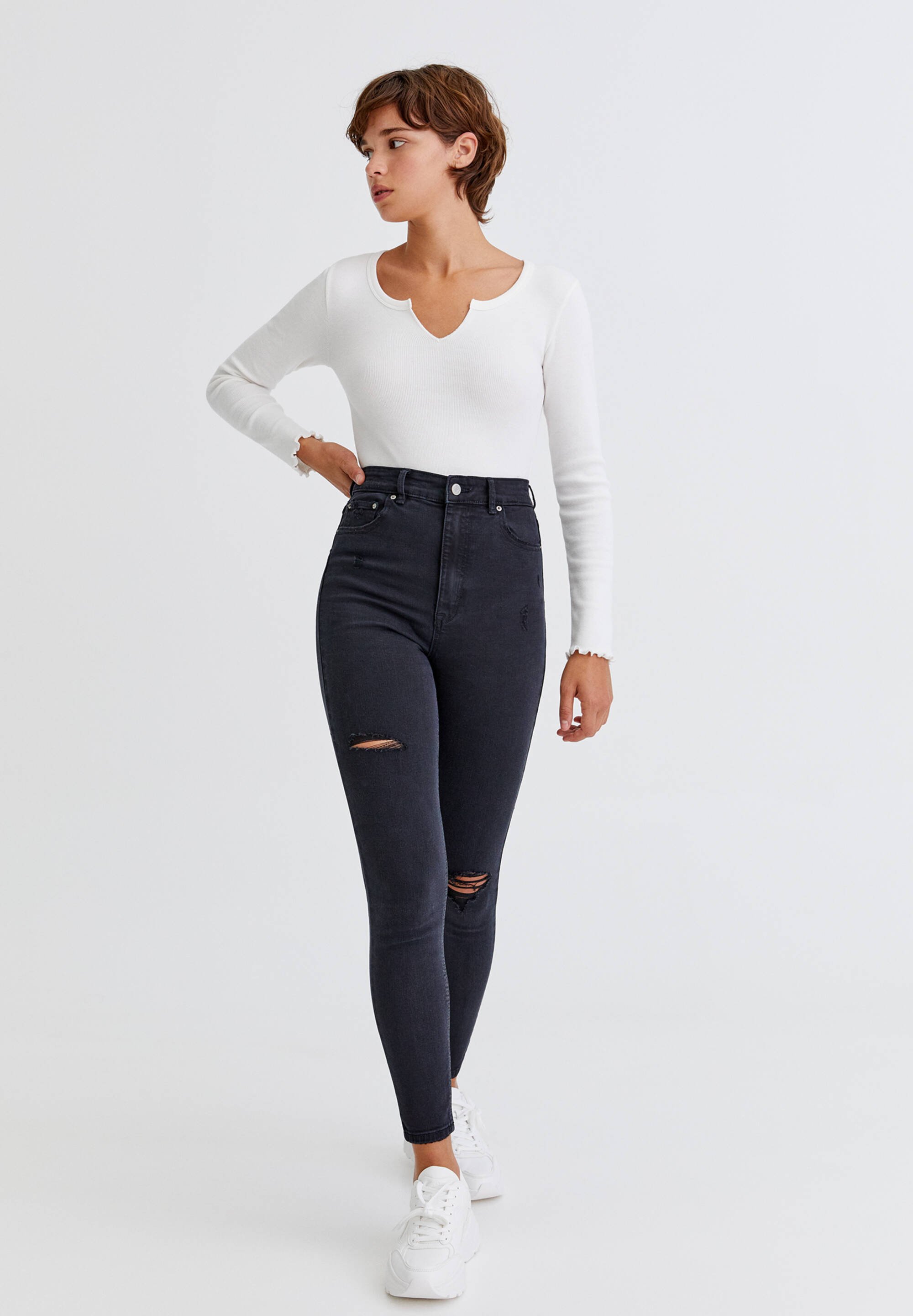 HIGH WAIST - Jeans Skinny Fit - grey 