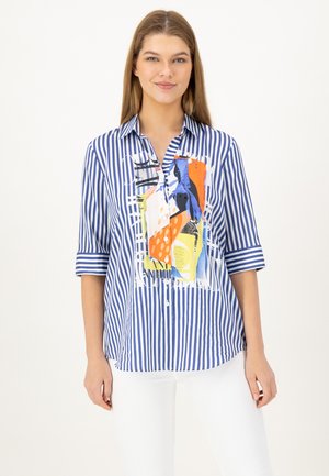 Button-down blouse - indigo streifen