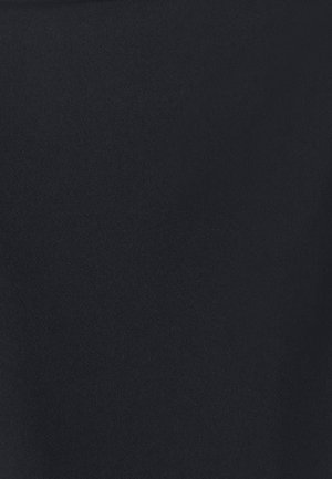 Juodas audinys, lygus paviršius, šiek tiek blizga, be matomų raštų ar detalių, tinkamas drabužiams ar apmušalams.