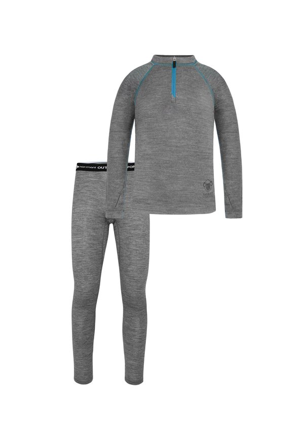 MERINO SKIUNTERWÄSCHE THERMOUNTERWÄSCHE SET AUS MERINOWOLLE LANGARMSHIRT UND UNTERHOSE  - Unterhemd/-shirt - grau