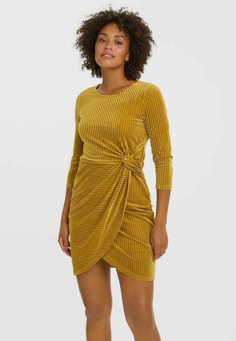 long sleeve mustard yellow dress