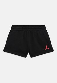 Μαύρο σορτς κατασκευασμένο από μαλακό ύφασμα με ελαστική μέση. Διαθέτει μικρό κόκκινο λογότυπο Jordan στο κάτω αριστερό μέρος μπροστά.