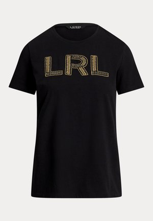 Juodas medvilninis marškinėliai trumpomis rankovėmis, su auksiniu siuvinėtu „LRL“ tekstu priekyje. Apvalus iškirpimas, laisvas fasonas, glotni tekstūra.