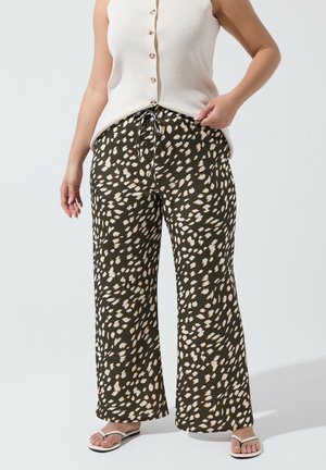 Yours Clothing, PLUS SIZE WIDE LEG TROUSERS - Stoffhose - chocolate