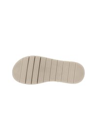 Lichtbeige rubberen schoenzool met horizontale groeven en ribbels voor grip, gemarkeerd met "Made in Italy" en maat 37.