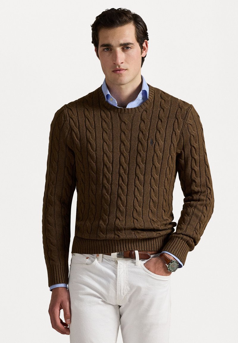Polo Ralph Lauren - CABLE KNIT COTTON JUMPER - Jumper - coffee brown heather, Enlarge