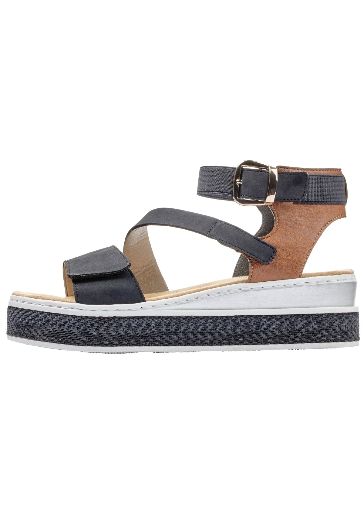 Rieker Sandalen met plateauzool - pacific-cognac/donkerblauw - Zalando.nl