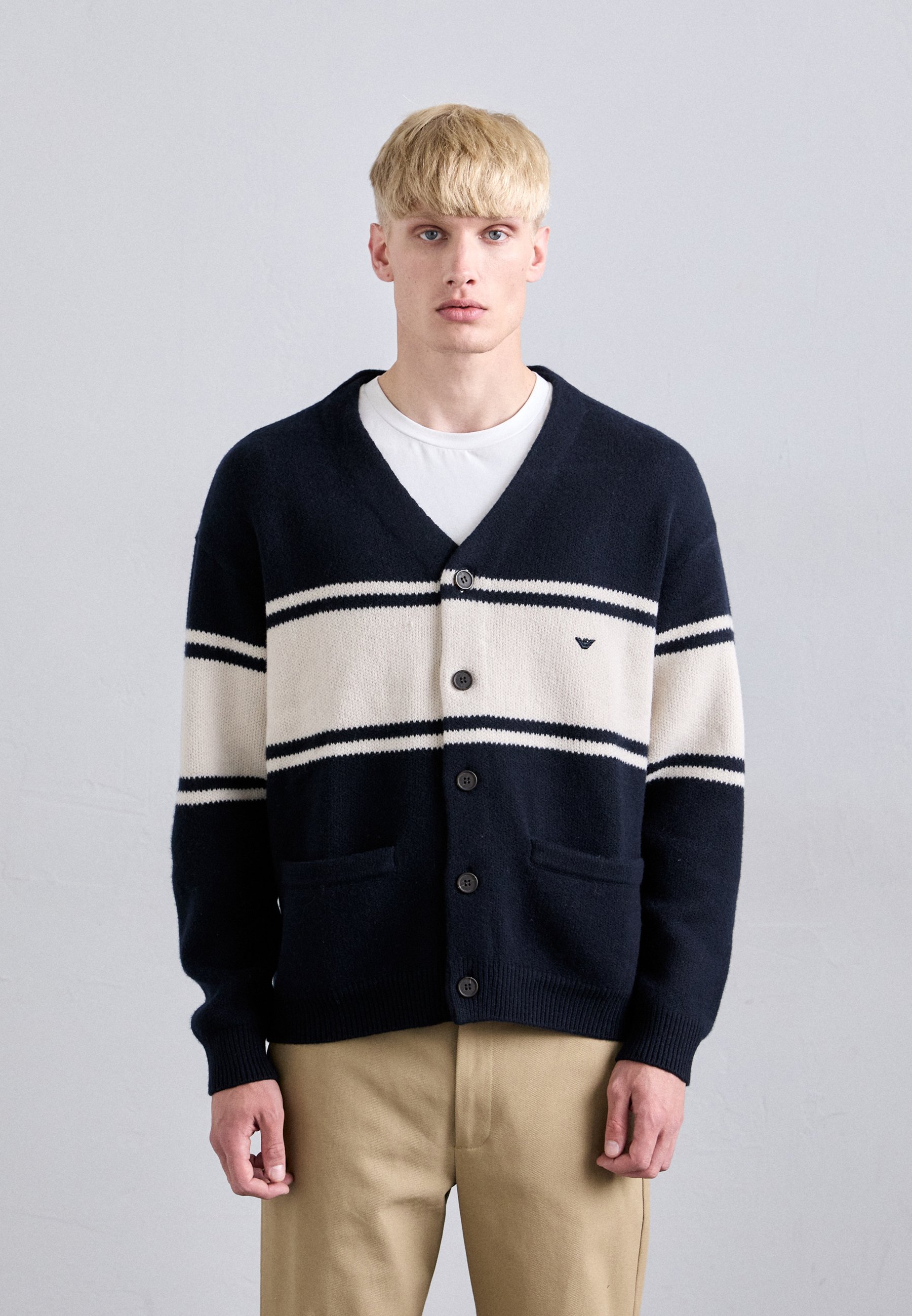 Emporio Armani CARDIGAN - Cardigan - navy/french oak/dark blue 