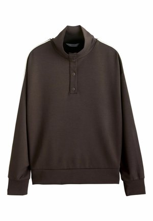 REGULAR FIT - SLINKY SIDE STRIPE POPPERED FUNNEL NECK  . - Felpa - chocolate brown