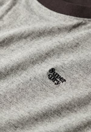 Superdry ESSENTIAL LOGO RAGLAN - T-Shirt print - bison black  athletic grey marl