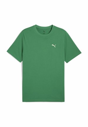 T-shirt verde a maniche corte realizzato in cotone, con scollo rotondo e piccolo logo Puma bianco sulla parte sinistra del petto.