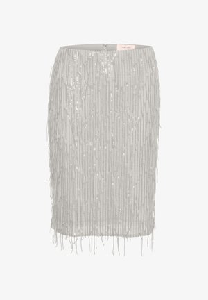 Halli sädelev peplum seelik vertikaalsete frantsiide detailide ja sobiva disainiga, tagaküljel diskreetne lukustamine.