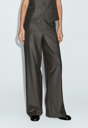 PINSTRIPE - Pantaloni - mottled dark brown