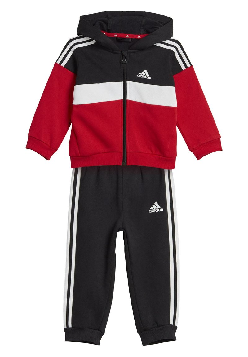 adidas Sportswear TIBERIO 3-STRIPES COLORBLOCK - Tuta - black /white/better scarlet/nero 