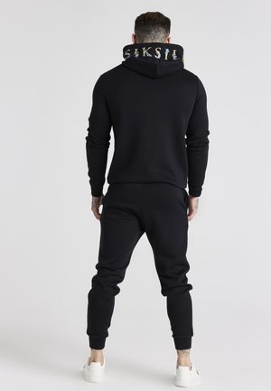 FLORAL EMBROIDERED HOODIE - Camiseta de manga larga - black