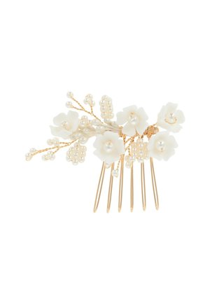 HAIRCOMB WITH CERAMIC FLOWERS - Accessori capelli - white gold