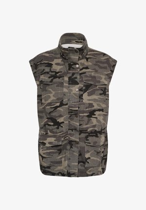Kaffe, KALILANA CARGO VEST - Veste sans manches - grey beige camouflage print