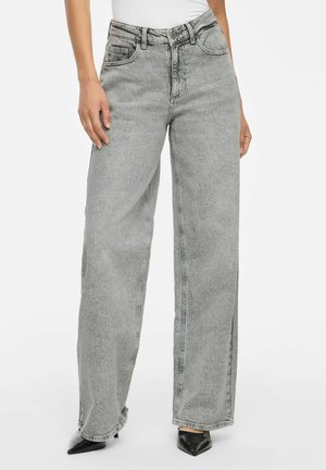 VILA, WIDE FIT JEANS VIFREYA MID-WAIST - Дънки с широк крачол - light grey denim