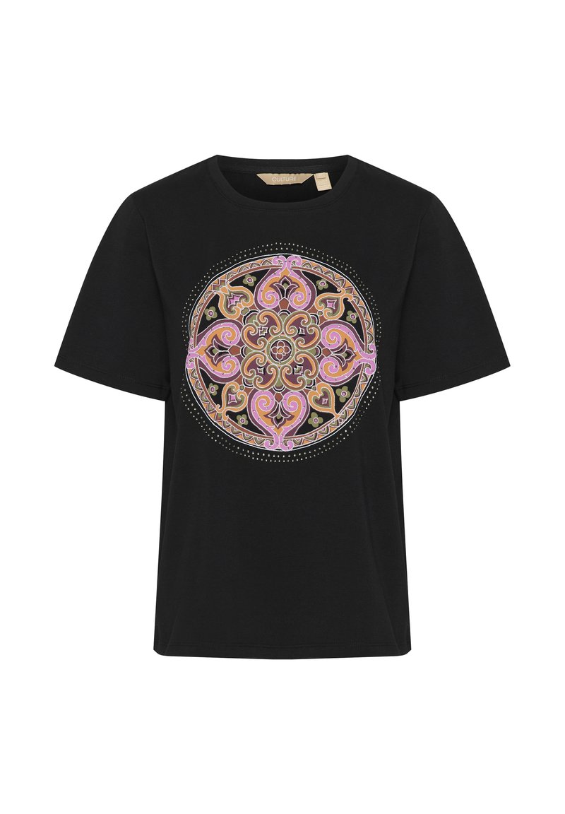 culture T-shirt print zwart